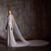 Beaded Sleeveless Sheath Wedding Dress With High Neckline And Open Illusion Back by Rivini - Image 1