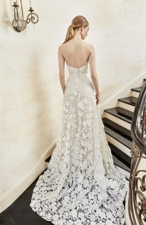 Strapless A-line Wedding Dress With Embroidered 3D Floral by Sareh Nouri - Image 2