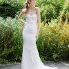 Lace Fit And Flare Wedding Dress With Detachable Cap Sleeves And Floral Embroidered Details by Verdin Bridal New York - Image 1