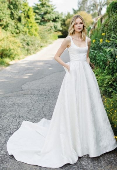 Sleeveless A-line Wedding Dress With Open Back And Bow by Verdin Bridal New York