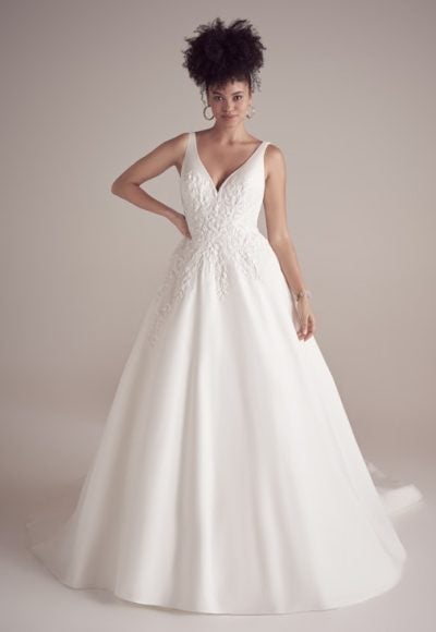 Simple Ball Gown Wedding Dress With Scoop Back And V-neckline by Maggie Sottero