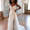 Lace A-line Wedding Dress With Spaghetti Straps by All Who Wander - Image 1