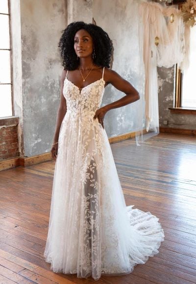 Lace A-line Wedding Dress With Spaghetti Straps by All Who Wander