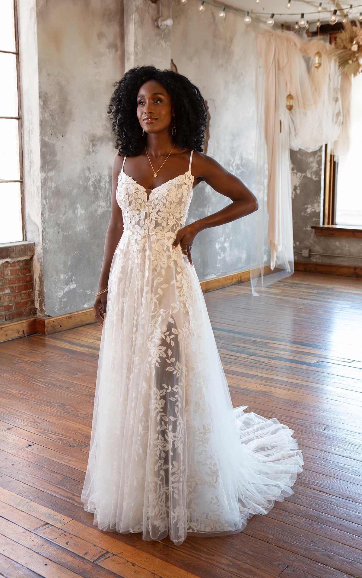 lace a line wedding dress