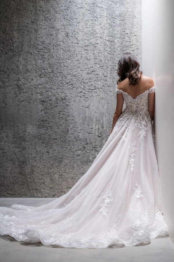 Beaded Off The Shoulder Lace Ball Gown Wedding Dress by Allure Bridals - Image 2