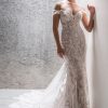 Off The Shoulder Lace Sheath Wedding Dress by Allure Bridals - Image 1