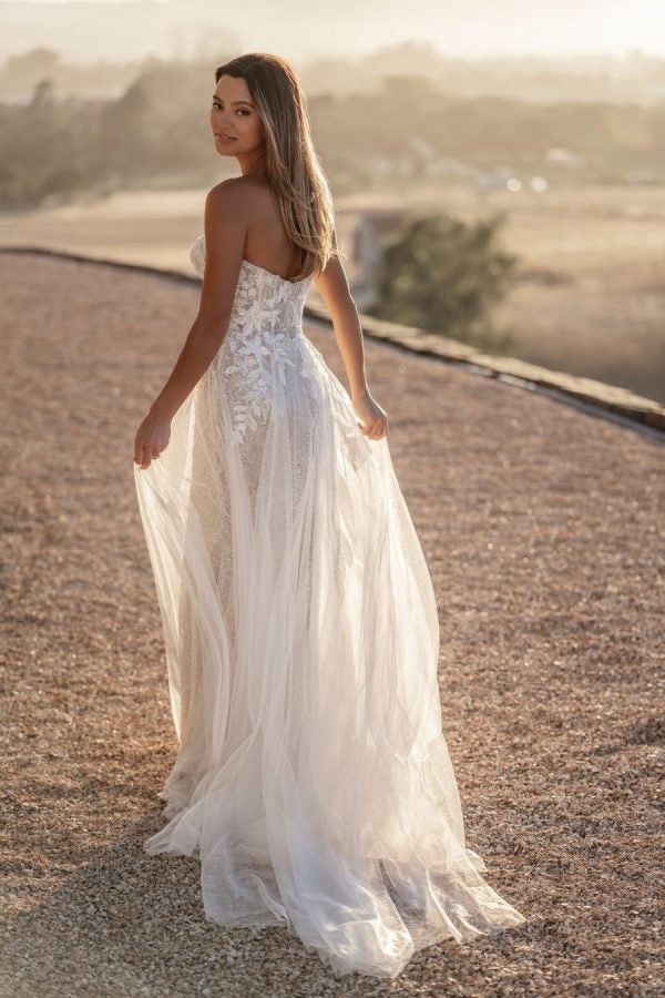 Strapless A-line Wedding Dress With Lace Bodice by Allure Bridals - Image 2
