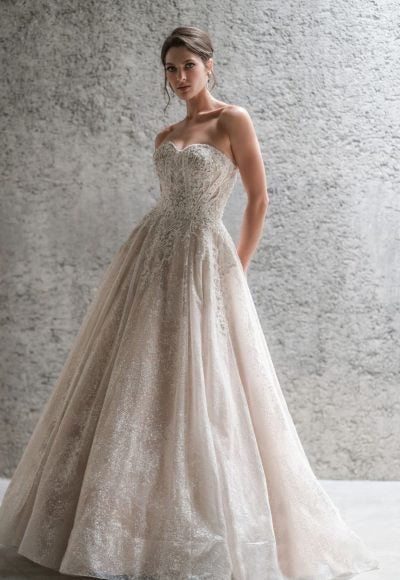 Strapless Glitter Ball Gown Wedding Dress by Allure Bridals