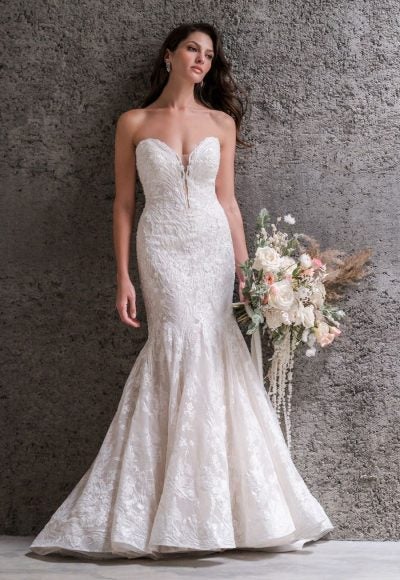 Strapless Sweetheart Neckline Lace Fit And Flare Wedding Dress by Allure Bridals