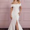 Off The Shoulder Fit And Flare Wedding Dress With Boned Bodice by Anne Barge - Image 1