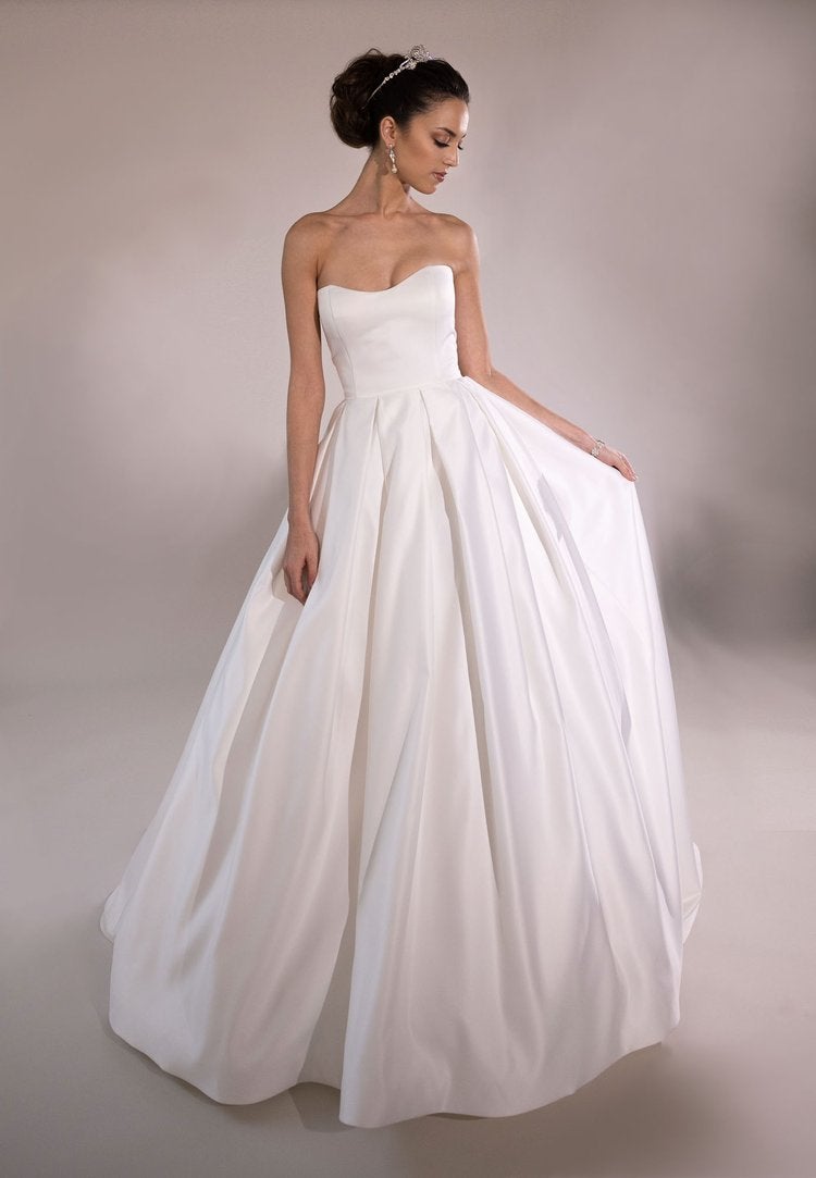 Strapless Brocade Ball Gown Wedding Dress