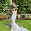 Sleeveless Fit And Flare Lace Wedding Dress With Deep V-neckline by Essense of Australia - Image 1