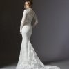 Lace High Neckline Wedding Dress With Long Sleeves And Detachable Overskirt by Lazaro - Image 2