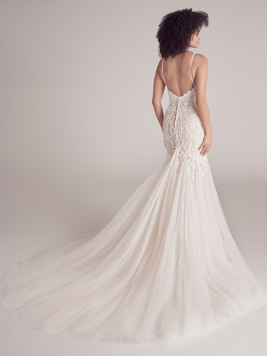 Beaded Mermaid Wedding Dress With Spaghetti Straps And V-neckline by Maggie Sottero - Image 2