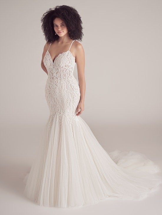 Beaded Mermaid Wedding Dress With Spaghetti Straps And V-neckline by Maggie Sottero - Image 1