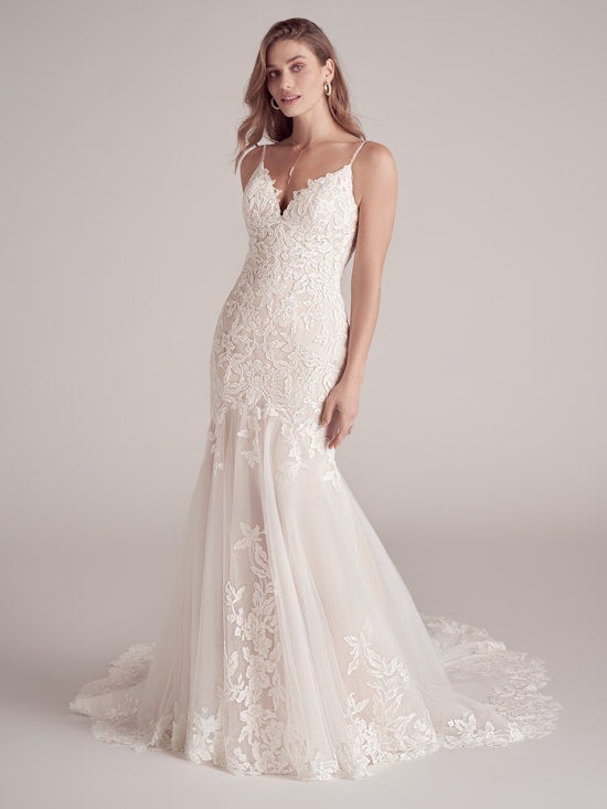 Lace Mermaid Wedding Dress With Spaghetti Straps And V-neckline by Maggie Sottero - Image 1
