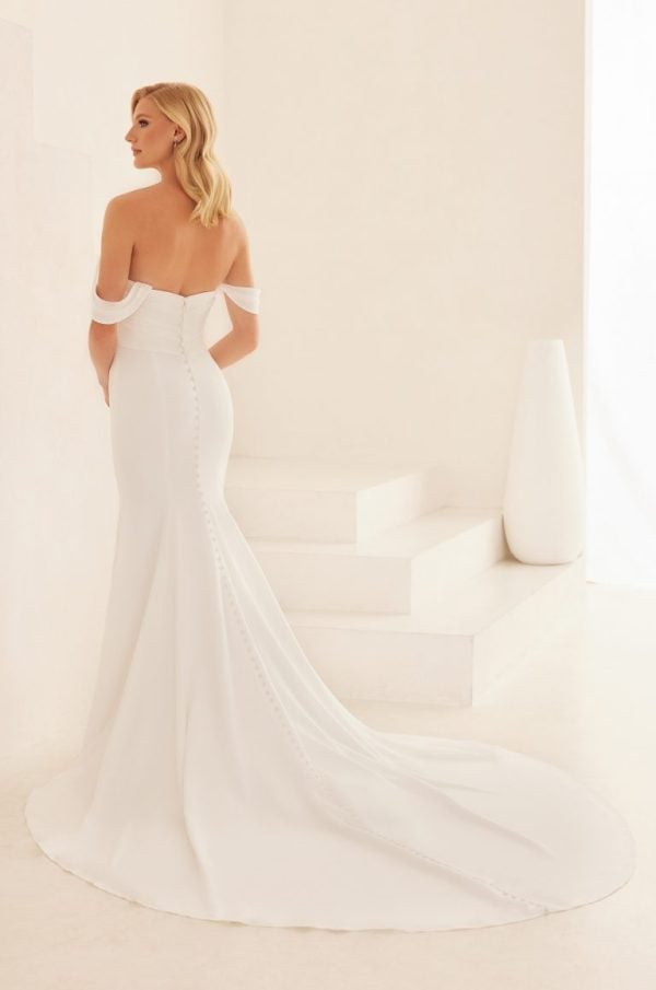 Fit And Flare Wedding Dress With Detachable Off The Shoulder Straps by Mikaella - Image 2