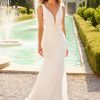Sleeveless Fit And Flare Wedding Dress With V-neckline And Open Back by Paloma Blanca - Image 1
