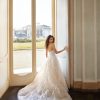 Strapless Ball Gown Wedding Dress With Lace Applique Throughout by Randy Fenoli - Image 2