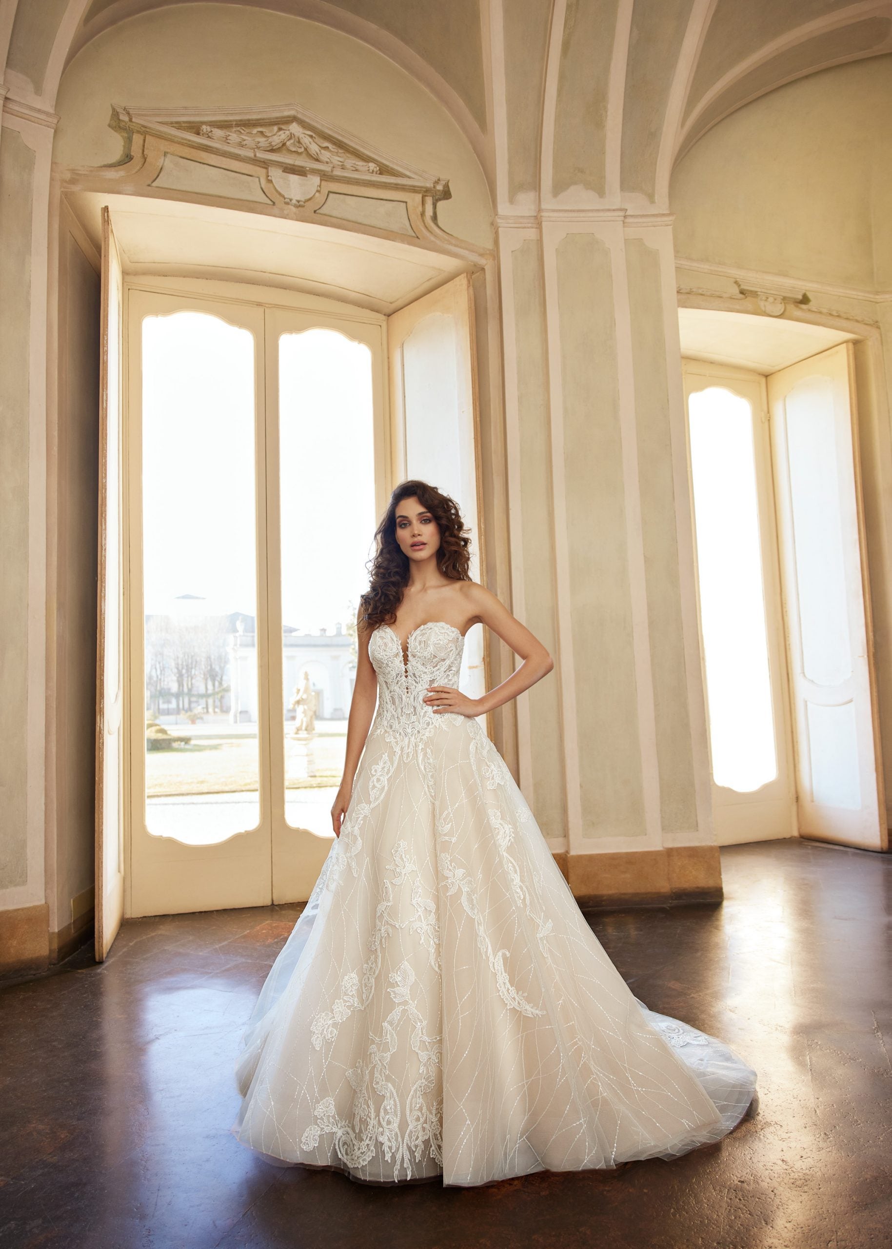Strapless Ball Gown Wedding Dress With Lace Applique Throughout Kleinfeld  Bridal
