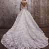 Long Sleeve Off The Shoulder Ball Gown Wedding Dress With Floral Lace by Rivini - Image 2