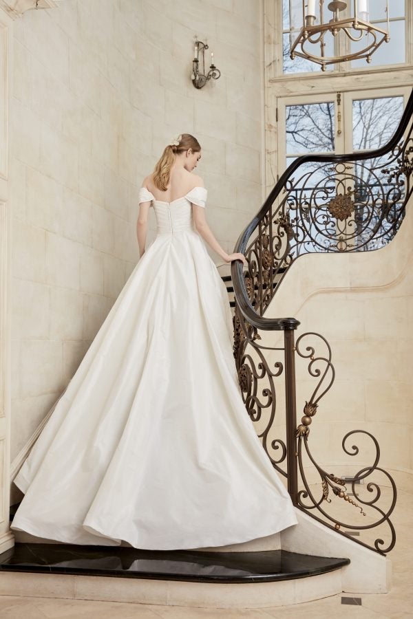 Off The Shoulder Ballgown Wedding Dress With Pleated Skirt by Sareh Nouri - Image 2