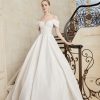 Off The Shoulder Ballgown Wedding Dress With Pleated Skirt by Sareh Nouri - Image 1