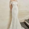 Off The Shoulder Lace Fit And Flare Wedding Dress by Sareh Nouri - Image 1