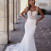 Crepe Sheath Wedding Dress With Lace Bodice. by Allure Bridals - Image 1