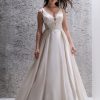 Sleeveless Satin Ball Gown Wedding Dress With Lace Bodice And Train. by Allure Bridals - Image 1