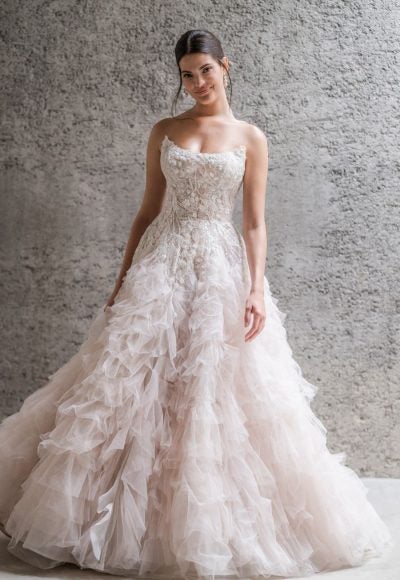 Strapless Ball Gown Wedidng Dress With Ruffled Skirt. by Allure Bridals