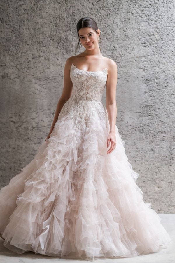 Strapless Ball Gown Wedidng Dress With Ruffled Skirt. by Allure Bridals - Image 1