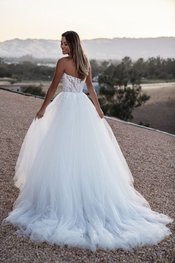 Strapless Sweetheart Neckline Ballgown Wedding Dress With Beaded Bodice And Tulle Skirt by Allure Bridals - Image 2