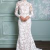 Long Sleeve Lace Fit And Flare Wedding Dress With High Neck And Open Back by Anne Barge - Image 1