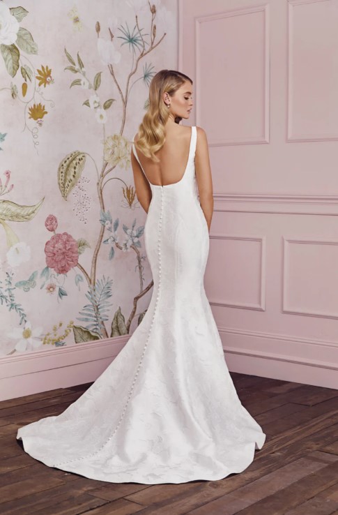 Sleeveless Square Neckline Fit And Flare Wedding Dress With Open Back by Anne Barge - Image 2