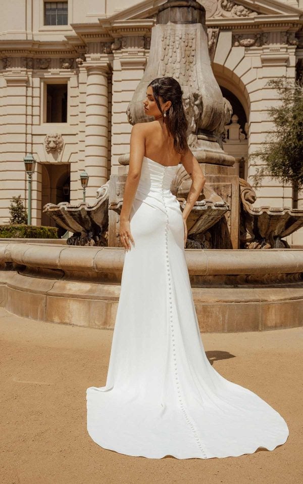 Simple Strapless Sheath Wedding Dress by Essense of Australia - Image 2