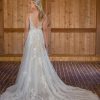 Spaghetti Strap Lace A-line Wedding Dress With V-neckline by Essense of Australia - Image 2