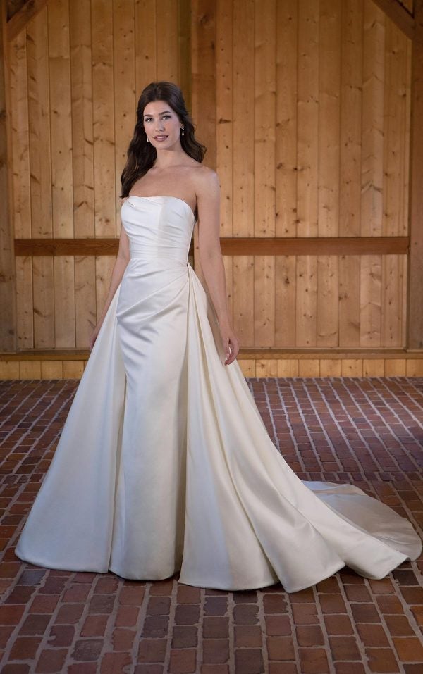 Strapless Fit And Flare Wedding Dress With Detachable Overskirt by Essense of Australia - Image 1