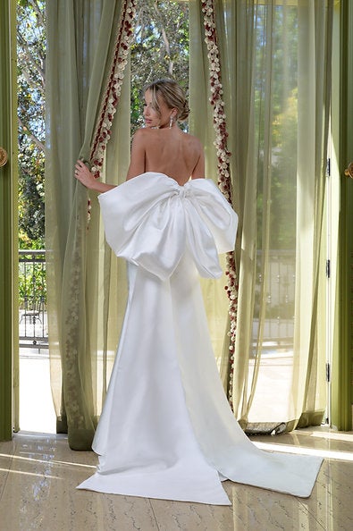 Fit And Flare Wedding Dress With Detachable Bow by Estee Couture - Image 2