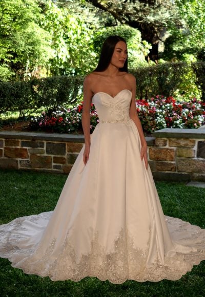 Strapless Ballgown Wedding Dress With Beaded Lace by Eve of Milady