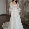 Lace A-line Wedding Dress With Detachable Long Sleeves by Martina Liana Luxe - Image 1