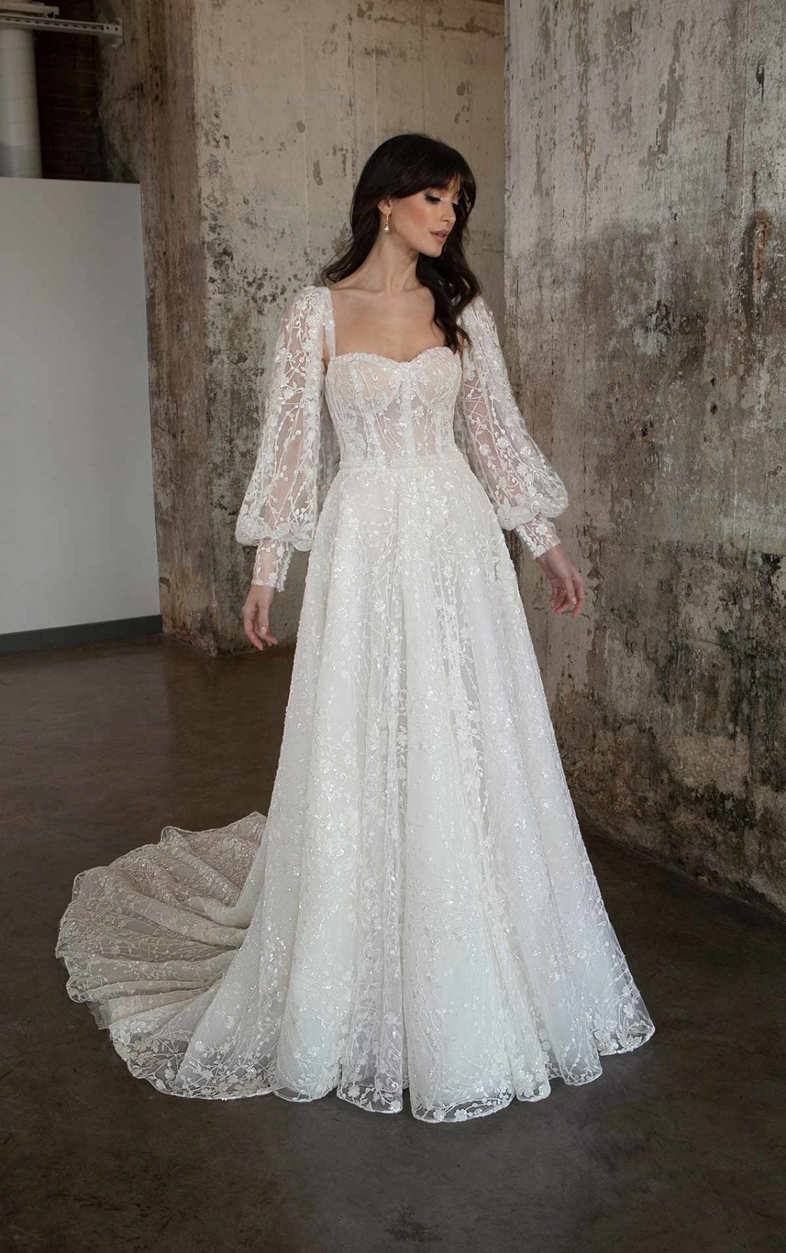 Lace A-line Wedding Dress With Detachable Long Sleeves | Kleinfeld Bridal