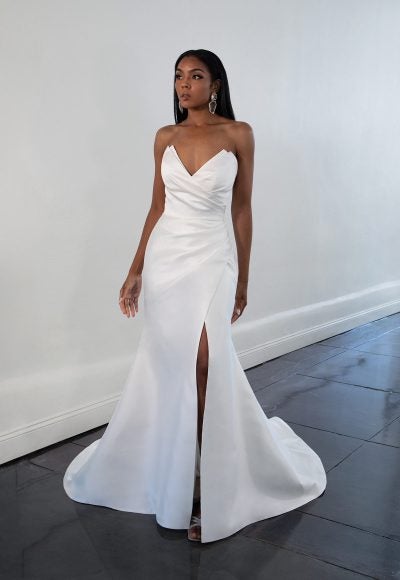Strapless Fit And Flare Wedding Dress With Detachable Overskirt by Martina Liana