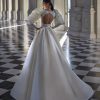 Ballgown Wedding Dress With Detachable Long Sleeves And Beaded Bodice by Pronovias - Image 2