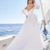 Strapless A-line Wedding Dress With High Slit And Detachable Sleeves by Pronovias - Image 2