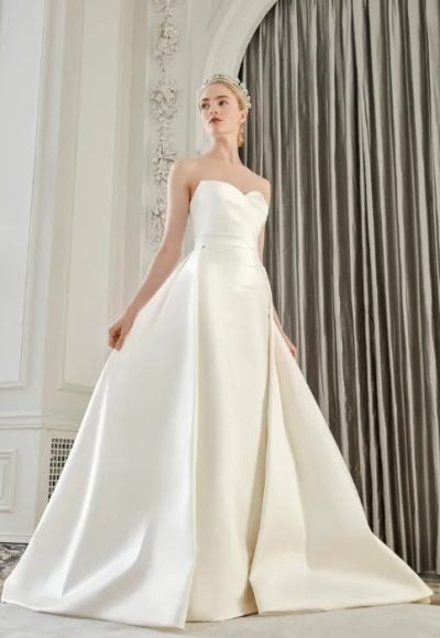 Strapless Fit And Flare Wedding Dress With Detachable Overskirt. by Sareh Nouri