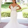 Lace Fit And Flare Wedding Dress With Cap Sleeves And Open Back by Stella York - Image 1