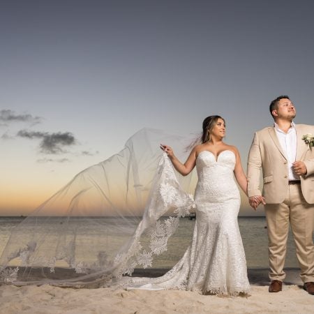 Strapless ballgown with sheer Alençon lace bodice