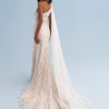 One Shoulder Sheath Wedding Dress With Leaf Embroidery by Disney Fairy Tale Weddings Collection - Image 2