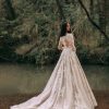 Long Sleeve A-line Wedidng Dress With Leaf Embroidery And Illusion Back Details by Disney Fairy Tale Weddings Platinum Collection - Image 2